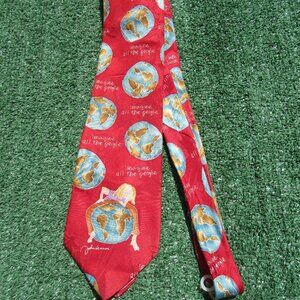 RARE John Lennon Artwork All Silk X-Long Imagine All The People Red Neck Tie